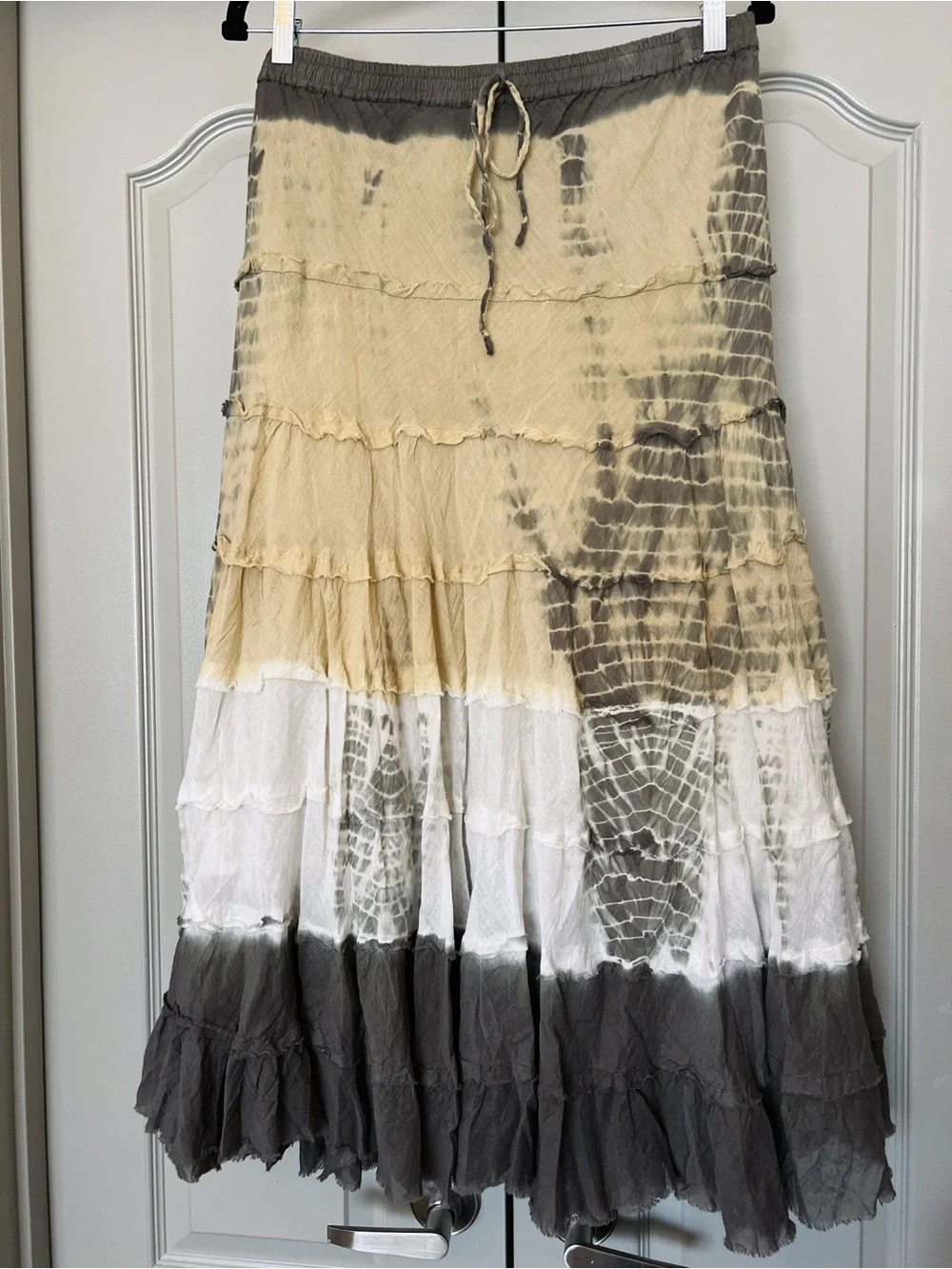 SOLD 💗 Metro Wear 100% Cotton Tie Dye Tiered Maxi Skirt Boho Lagenlook Festival - Picture 3 of 7